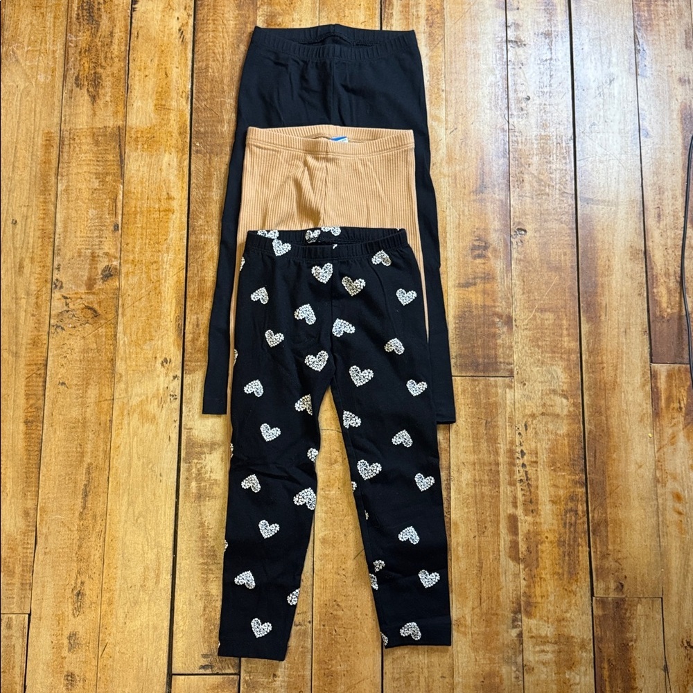 Old Navy Leggings Black Tan Heart Print Leggings 4T cotton bundle
